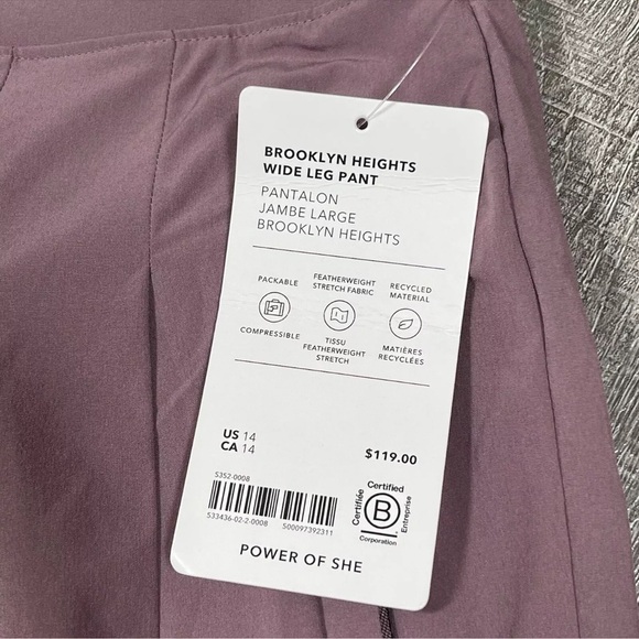 NWT Athleta Brooklyn Heights Wide Leg Pant Size 14 Flowy Mauve Casual - Picture 6 of 11
